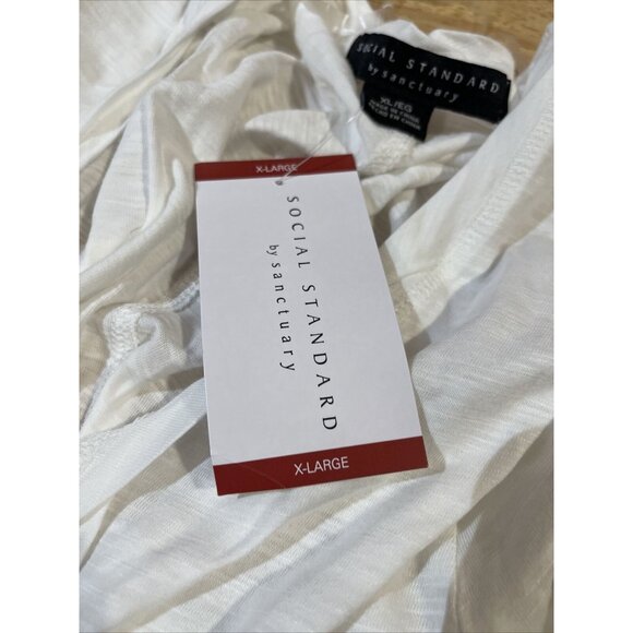 Social Standard By Sanctuary Dylan Scoop Tee White Long Sleeve XL Women 100% Cot - Picture 16 of 16